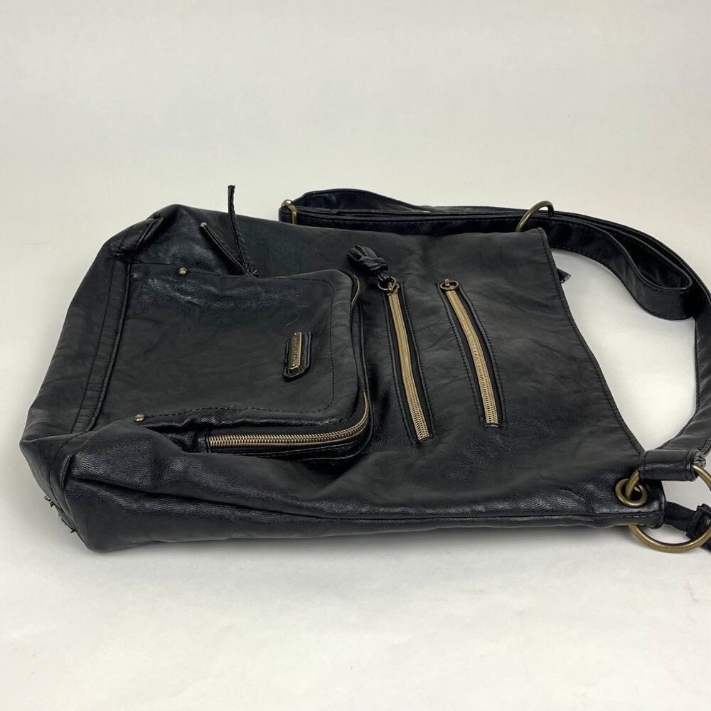Stone & Co. Black Faux-Leather Crossbody Bag Purse - Picture 2 of 12
